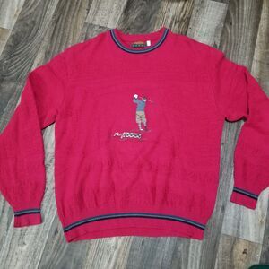 Vintage Heavyweight Resilio Sport Sweater Mens Large Red Golf Golfing
